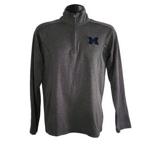 Michigan Wolverines Men's Size Small Gray Blue 1/4 Zip Long Sleeve Pullover